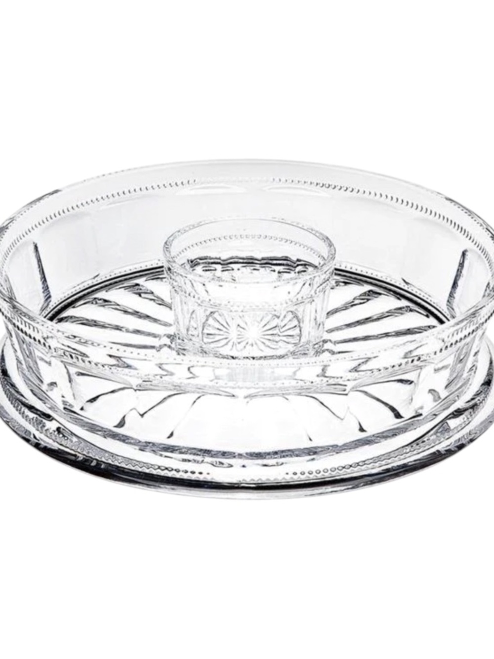 Shannon Crystal Hamilton House Clear 10" Chip and Dip Two Piece Set NIB